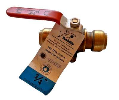 Válvula de bola y drenaje SharkBite 3/4", Nº 24616-0000LF PEX, CPVC PE-RT cobre nuevo Foto 1 de 3
