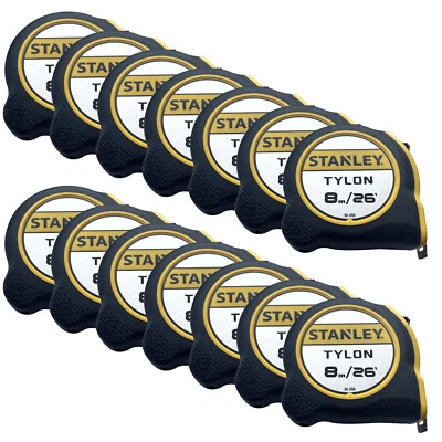 12 x Stanley 8m / 26ft Pocket Tape Measure with Tylon Coated 1-30-656 STA030656 - Image 1 of 2