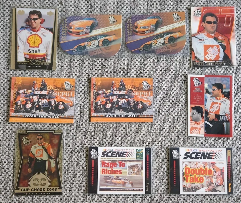 TONY STEWART 10-CARD VINTAGE NASCAR INSERT LOT 1999-2002 Upper Deck/Press Pass - Image 1 of 2