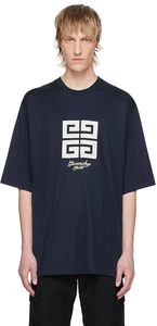 MSRP $670 Givenchy New Studio Fit Oversize Logo Graphic Blue T-Shirt, Size Large - Picture 1 of 3
