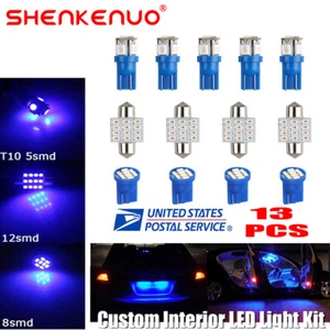 13x Pure Blue LED Bulbs For Interior Map & Dome & License Plate Light Packge Kit - Bild 1 von 12