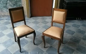 COPPIA SEDIE imbottite da camera D'EPOCA LEGNO SEDIA CHIPPENDALE VINTAGE - Foto 1 di 3
