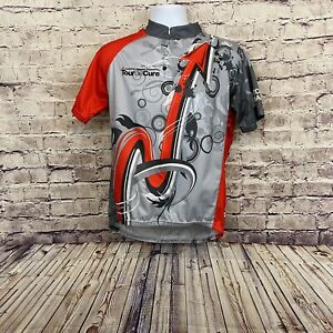 Primal Mens Cycling Jersey Tour De Cure Gray Red Short Sleeve Top Large