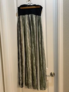 Style & Co Womens Tube Maxi Dress Gray Green Striped Size 8 Pre-owned - Picture 1 of 3
