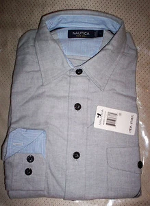 NWT $70 NAUTICA MENS L/S SPREAD COLLAR SOFT SHIRT-LIGHT GRAY -2X / XXL - Picture 1 of 1