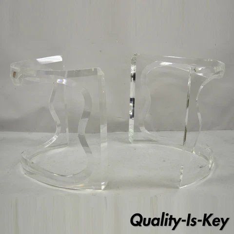 Mid Century Sculptural Lucite Double Pedestal Dining Desk Table Bases - a Pair Cover