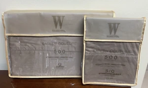 New Lot Wamsutta 500 TC Sateen Couture Queen Flat Sheet 2 Pillowcases - Flax - Picture 1 of 5