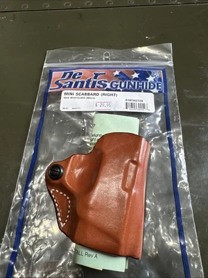 Coldre de couro marrom De Santis 019 U7 mini bainha para guarda-costas S&W 380 destro - Imagem 1 de 4