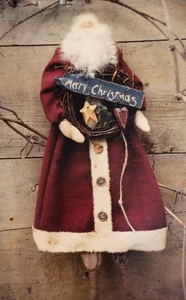PATTERN Primitive SANTA DOLL Wreath & Ornaments - Katie's Homespun Stitches 1997 - Picture 1 of 3