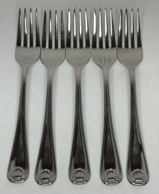 5 салатных вилок Gorham GORHAM SHELL 18/8 нержавеющая сталь 7 дюймов - Изображение 1 из 4