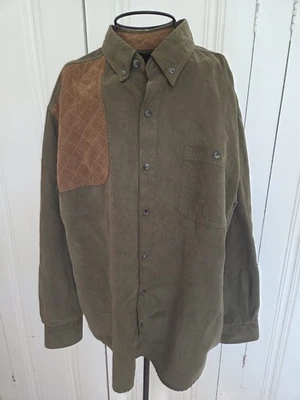 RedHead hunting Green Long Sleeve Shooting Shirt Quilted Right Shoulder Elbows - Image 1 of 4