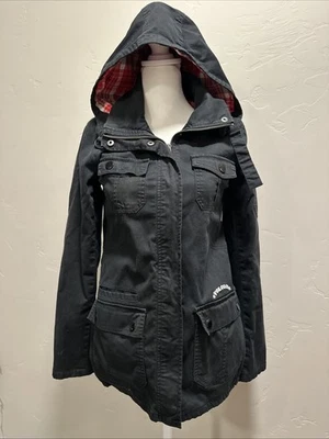 Volcom Genuine Commando Jacket Women’s XS Black Parka Flannel Lined Hooded Y2K - Image 1 of 4