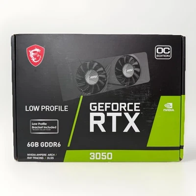 MSI GEFORCE RTX 3050 LOW PROFILE 6GB GDDR6 96-bit HDMI x2 / DisplayPort x1 - New - Image 1 of 4