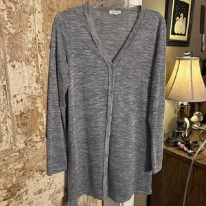 La Miel Women’s Large Blue Heathered Shirt Dress - Picture 1 of 4