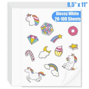 8.5''X11'' Printable Vinyl Sticker Paper Glossy A4 Waterproof for Inkjet & Laser - Picture 1 of 12
