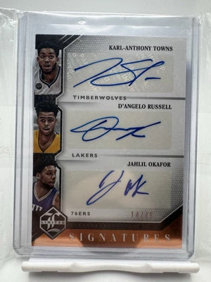 2015-16 Panini Limited KARL-ANTHONY TOWNS D'ANGELO RUSSELL DUAL RC AUTO /49 - Image 1 of 4