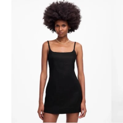 Madewell Squareneck Romper Black One Piece Linen Blend Jumpsuit Size 4 NWT - Image 1 of 4