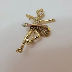 VINTAGE PEL STRASS ANSTECKNADEL BROSCHE ROLLSCHUHLÄUFER - Bild 1 von 7