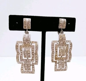 Vintage Hattie Carnegie Art Deco Clip Ohrringe signiert Hänger Tropfen Statement - Bild 1 von 7