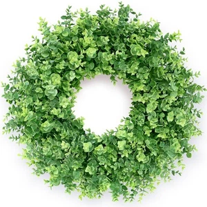 26" Boxwood Wreath for Front Door, Porch, Window - Large Artificial Boxwood L... - Picture 1 of 9