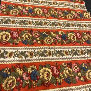 2 Proben Vintage Waverly Exeter Streifen Stoff Scotchgard Floral Orange 24”x18” - Bild 1 von 6