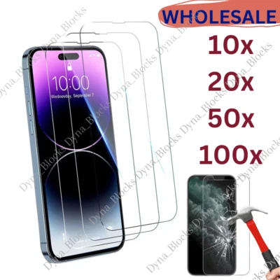 Wholesale Bulk For iPhone 14 13 12 11Pro X 8 Tempered Glass Screen Protector Lot - Image 1 of 4