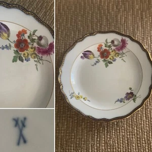 A Kante by MEISSEN c1924 Plate Cobalt Floral 7” Crossed Swords Antique #2 Of 3 - Picture 1 of 10