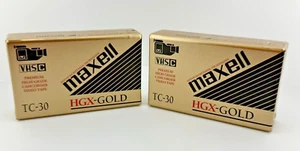 x2 NOS Maxell VHS-C Premium HGX-Gold TC-30 Camcorder Video Cassette Tapes - Picture 1 of 5