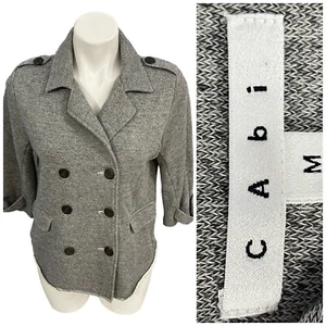 CAbi Peacoat Womens Sz Medium Heather Gray Blazer Jacket Style # 393 Knit Work - Picture 1 of 18