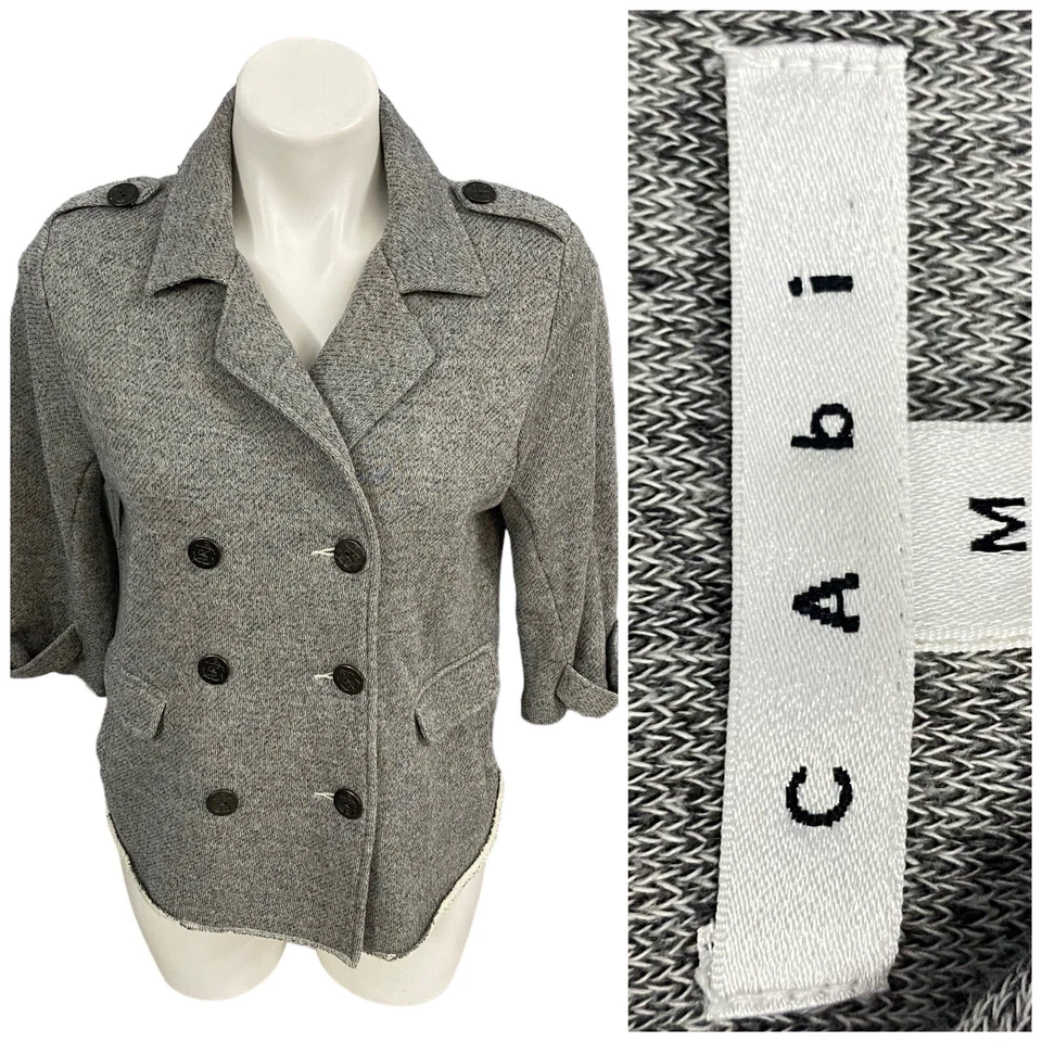 CAbi Peacoat Womens Sz Medium Heather Gray Blazer Jacket Style # 393 Knit Work - Image 1 of 4