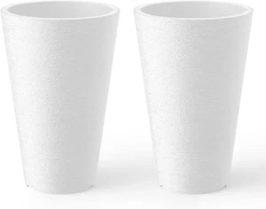 Tall round Planter Set of 2, 15 Inch Tall Decorative Planter Pots for Outdoor In - Picture 1 of 12