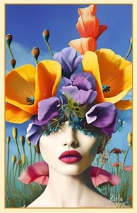 Surreal California Poppy Girl Papever Flower Fine Art Print 11x17 +signiert Ziola - Bild 1 von 4