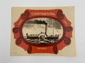 Vintage Luggage Label Continental Orbis Hotel Szczecin Poland Travel Sticker - Picture 1 of 2