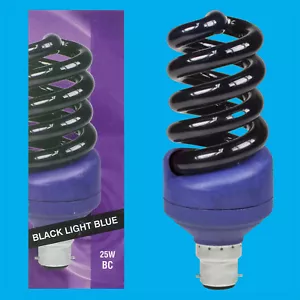 2x 25W UV Luz Negra Ultravioleta Cfl bajo Consumo Bombilla, B22, Nightclub Luz - Imagen 1 de 3