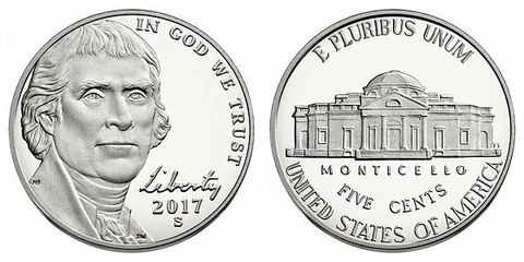 2017 S 225th Anniversary Enhanced NICKEL And PROOF Jefferson Nickel  (2 COINS) Cover