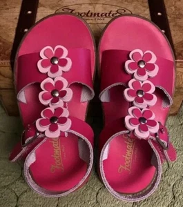 Girls NWB Footmates Leather Sandals Open Toe Flat Shoes Jasmine Toddler 7 M - Picture 1 of 12