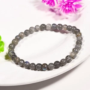Bracciale elastico 4-6MM A+ blu appariscente labradorite pietre preziose rotonde perline 6-8" - Foto 1 di 10