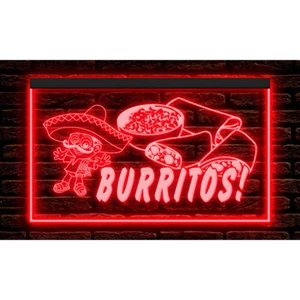110186 Mexican Burritos Food Restaurant Tacos Shop Display LED Light Neon Sign - Picture 1 of 11