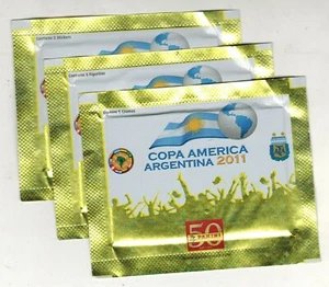Brazil 2011 Panini Copa America Argentina Sticker Pack x3 glossy - Picture 1 of 3