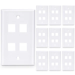 10 piezas - Placa de pared de 4 puertos Keystone RJ45 Cat6 Cat5e Insertar Jack Placa de pared blanca - Imagen 1 de 4