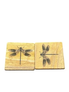 2 Sandstone Firefly Coasters 3x3 Tea For Two Bugs Gift - Picture 1 of 7