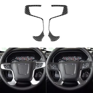Carbon Fiber Interior Steering Wheel Button Cover Trim For GMC Sierra 1500 14-18 - Bild 1 von 8