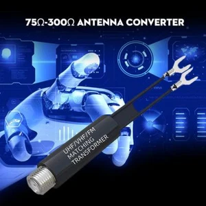 75Ωhm to 300Ω Hm Antenna Adapter Nickel-plated UHF/VHF/FM Converter✨y Q1S7 C4D5 - Zdjęcie 1 z 7