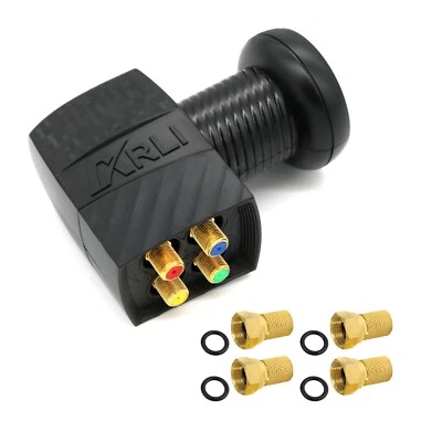 Quad LNB + 4 F Stecker inkl. Wetterschutz 4K Sat 4 Teilnehmer HD UHD Digital - Bild 1 von 4