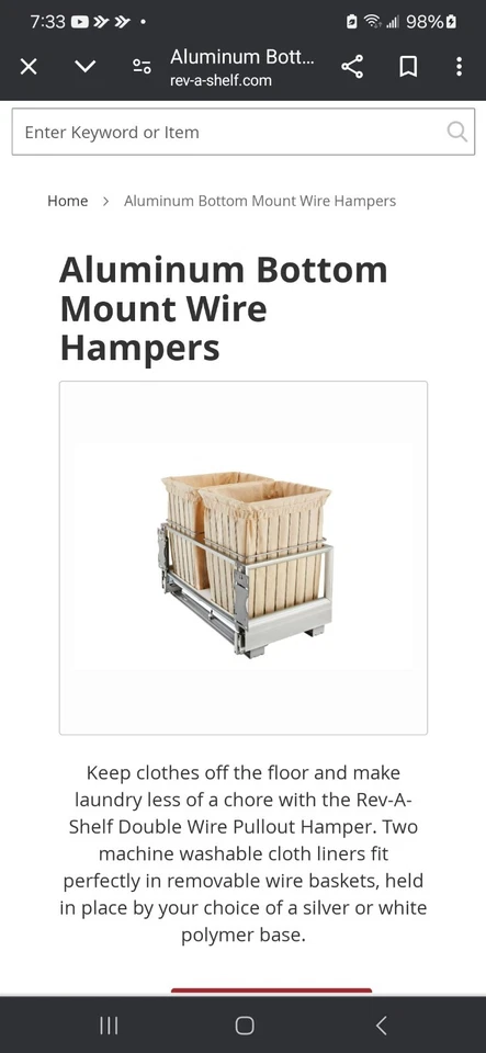 Cestas de arame de alumínio para montagem inferior com prateleira Rev A - Imagem 1 de 1