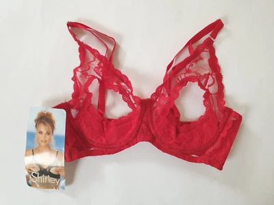 Бюстгальтер Shirley of Hollywood красный кружевной с открытой чашкой размер 32 эротическое фирменное белье бюстгальтеры - Изображение 1 из 4