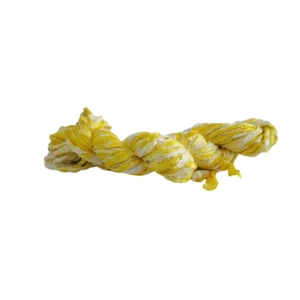 Sari Silk Ribbon super bulky yarn -Yellow, Cream SHIBORI dye - Picture 1 of 5