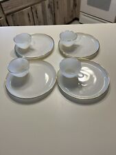 Beautiful Vintage Set Of 4 White With Gold Trim 9” Saucer with Tea Cup