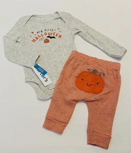 Carters Newborn Baby My First Halloween Outfit Pants Bodysuit 2 PC Pumpkin Set - Picture 1 of 3