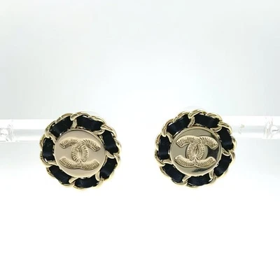 Pendientes Chanel Marca Coco Cuero Negro Mujer Dorado Talla Única Foto 1 de 4